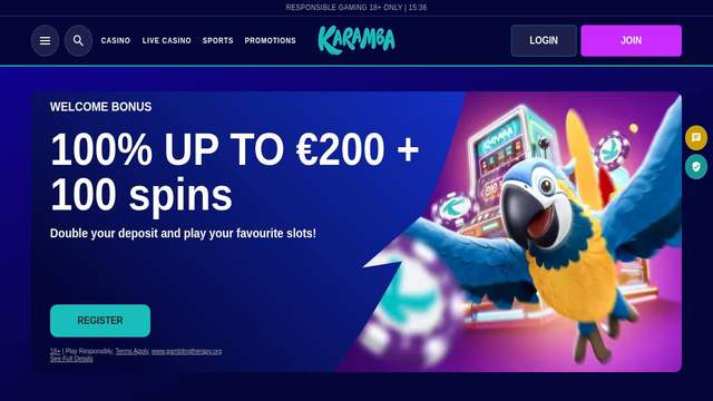 Karamba casino screenshot